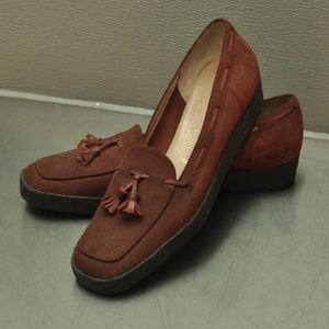 Salvatote Ferragamo brown suede loafers